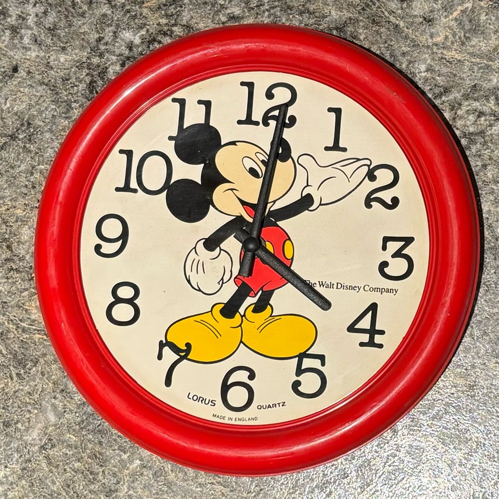 Vintage Disney Mickey Mouse Lorus Quartz 1987 Reversible Face Plate Wall Clock - Picture 7 of 14